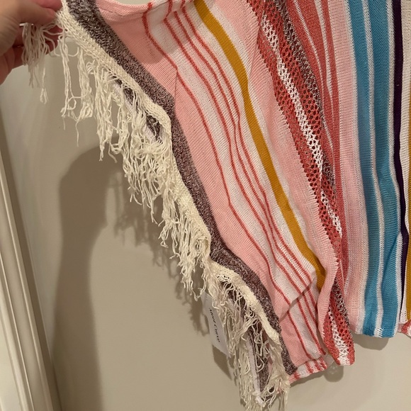 Meet Curve Colorful Vertical Stripes Square Cover Up With Tassels - Picture 4 of 6